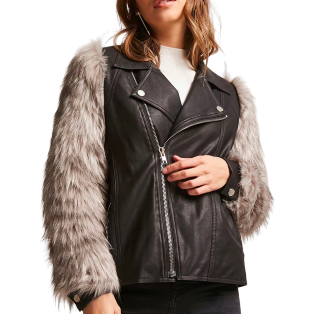 Goldie London Faux Fur Moto Jacket Small